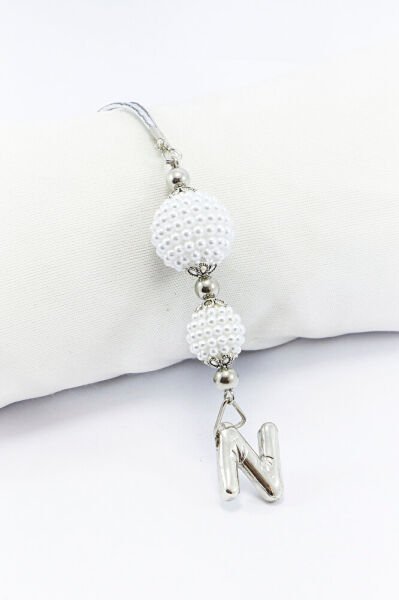 İncili Harfli Dikiz Ayna Süsü N Harfi, Gümüş Renkli Hediyelik Yeni Araba Hediyesi