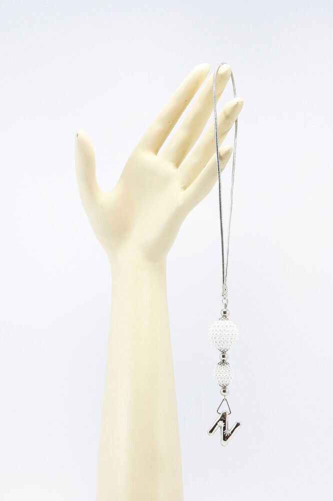 İncili Harfli Dikiz Ayna Süsü N Harfi, Gümüş Renkli Hediyelik Yeni Araba Hediyesi