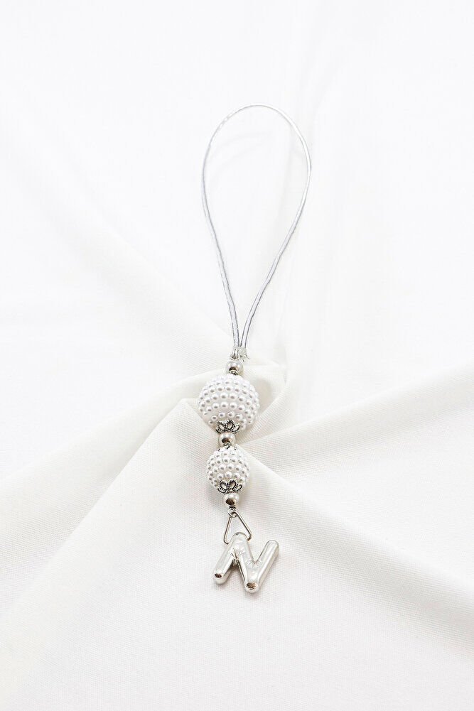 İncili Harfli Dikiz Ayna Süsü N Harfi, Gümüş Renkli Hediyelik Yeni Araba Hediyesi