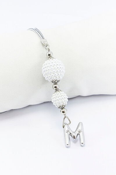 İncili Harfli Dikiz Ayna Süsü M Harfi, Gümüş Renkli Hediyelik Yeni Araba Hediyesi