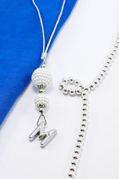 İncili Harfli Dikiz Ayna Süsü M Harfi, Gümüş Renkli Hediyelik Yeni Araba Hediyesi