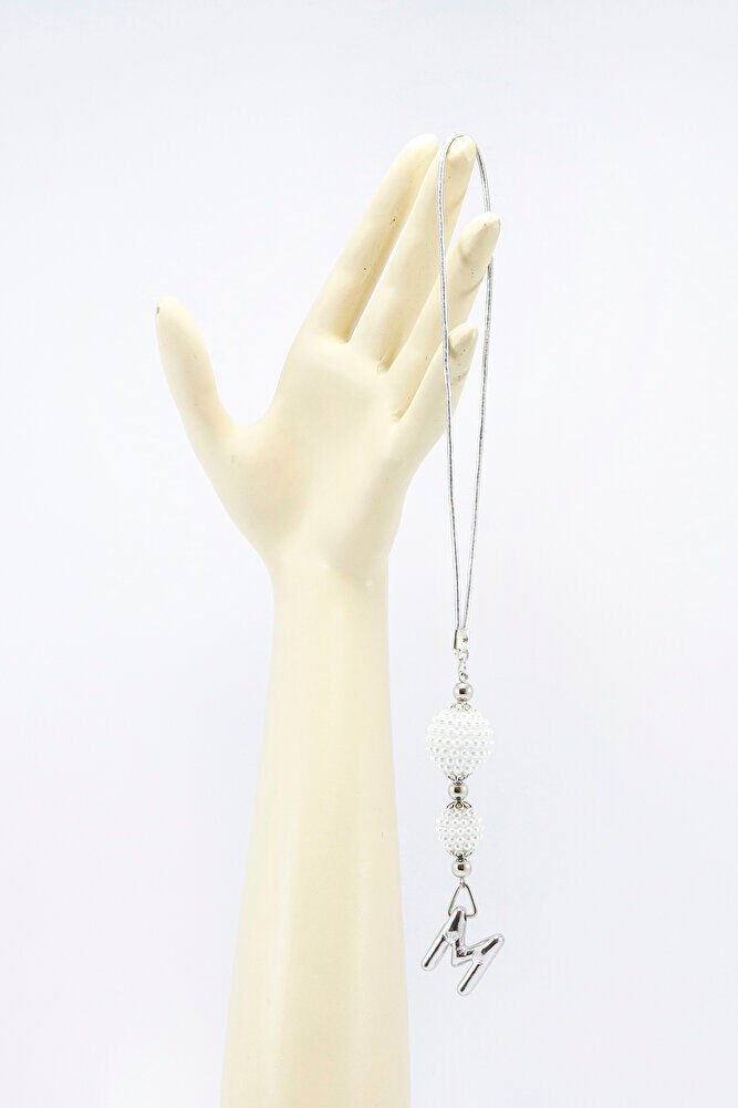 İncili Harfli Dikiz Ayna Süsü M Harfi, Gümüş Renkli Hediyelik Yeni Araba Hediyesi