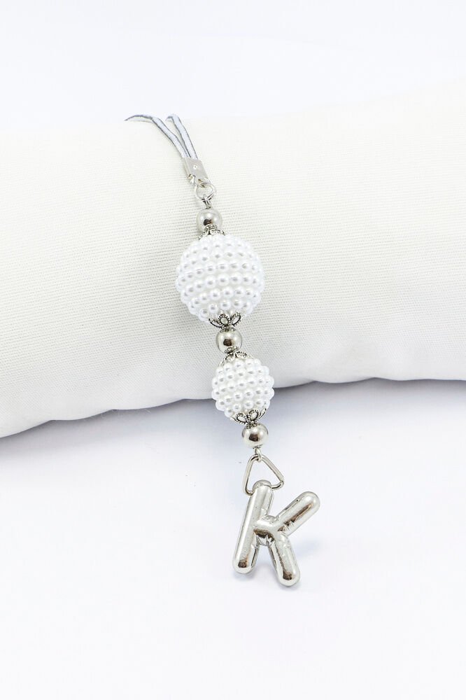 İncili Harfli Dikiz Ayna Süsü K Harfi, Gümüş Renkli Hediyelik Yeni Araba Hediyesi