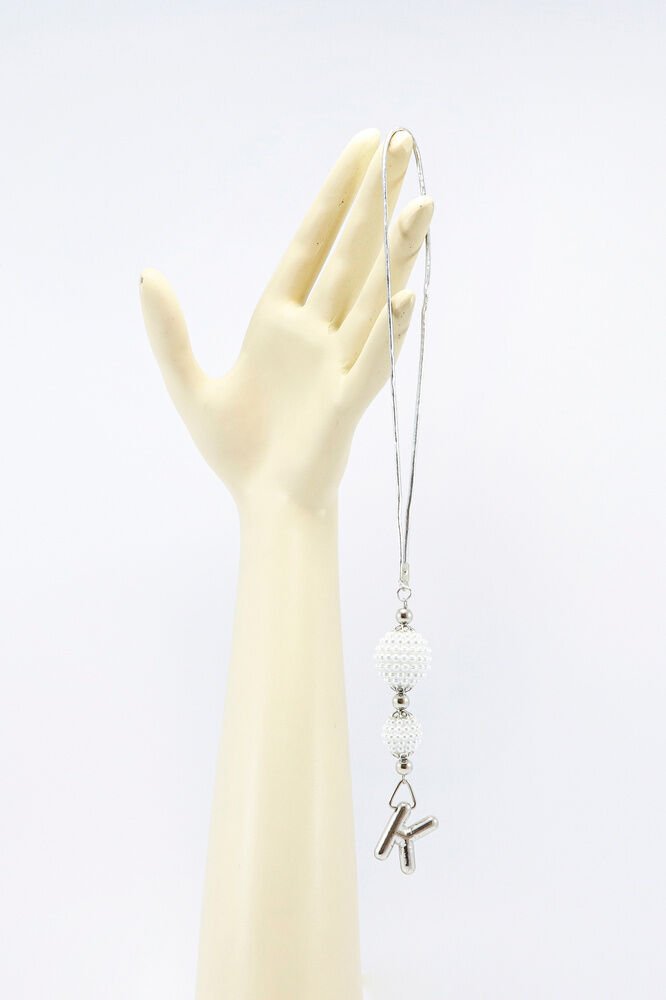 İncili Harfli Dikiz Ayna Süsü K Harfi, Gümüş Renkli Hediyelik Yeni Araba Hediyesi