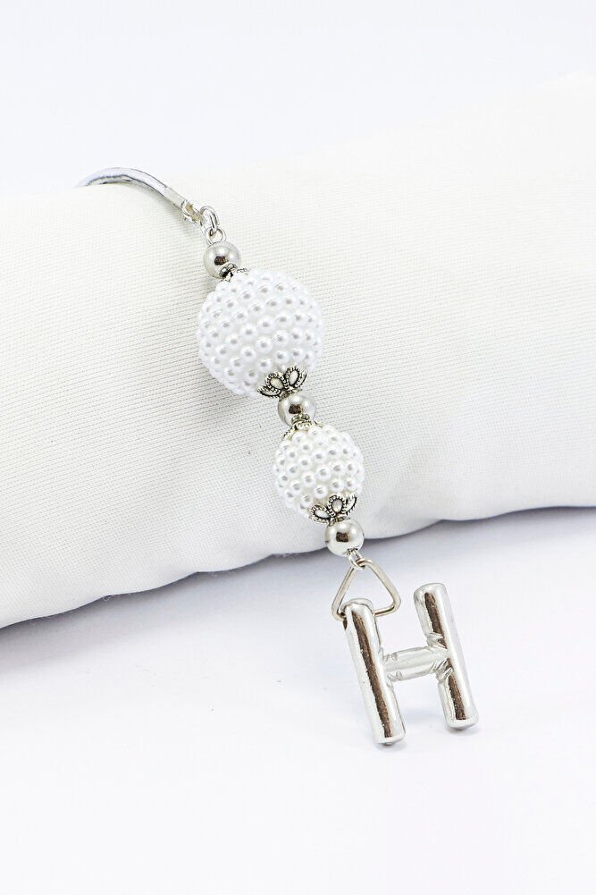 İncili Harfli Dikiz Ayna Süsü H Harfi, Gümüş Renkli Hediyelik Yeni Araba Hediyesi