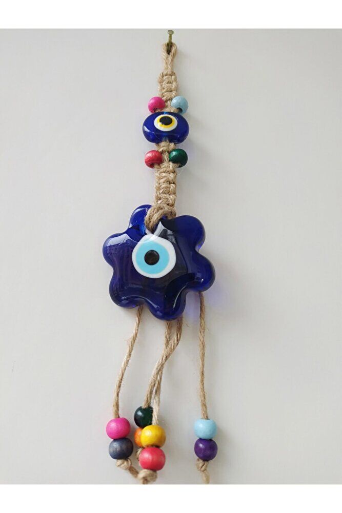 Çiçek Nazar Boncuğu Örgülü Duvar Dekoru