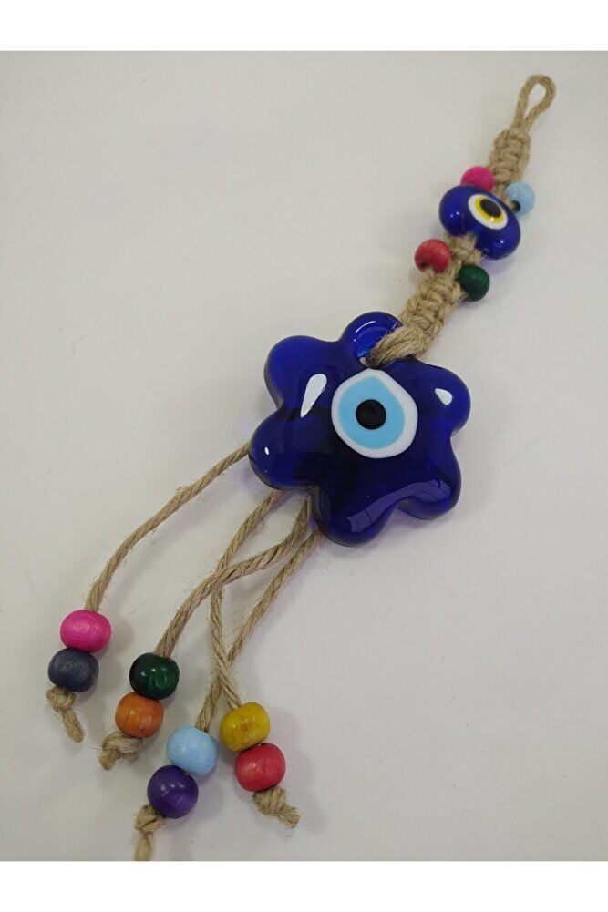 Çiçek Nazar Boncuğu Örgülü Duvar Dekoru