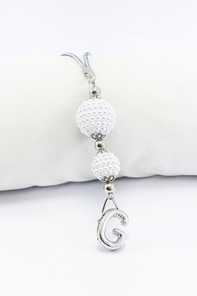 İncili Harfli Dikiz Ayna Süsü G Harfi, Gümüş Renkli Hediyelik Yeni Araba Hediyesi