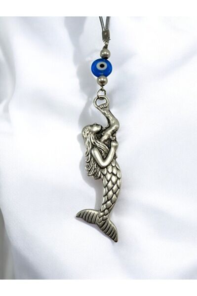 El Yapımı Cam Yassı Nazar Detaylı Deniz Kızı Araba Dikiz Ayna Süsü, Yeni Araba Hediyesi