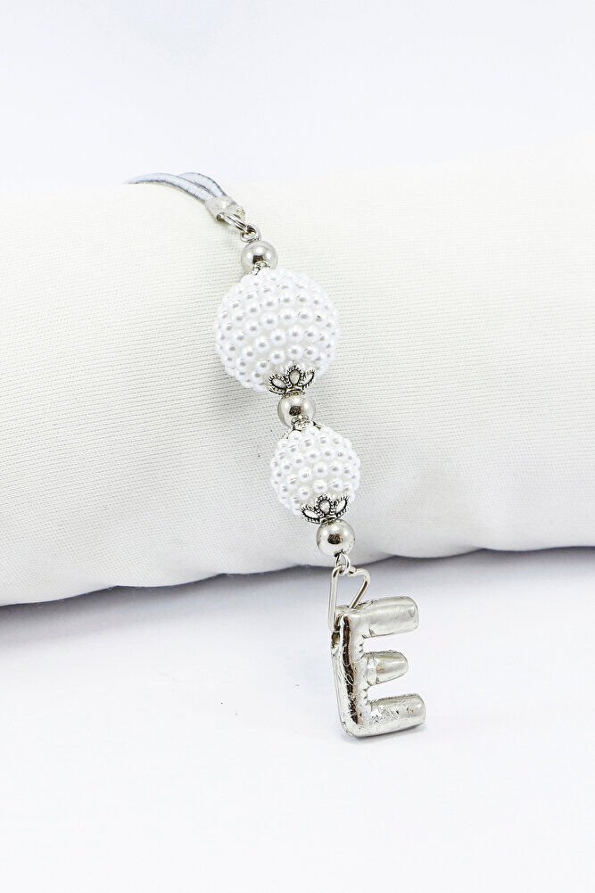 İncili Harfli Dikiz Ayna Süsü E Harfi, Gümüş Renkli Hediyelik Yeni Araba Hediyesi