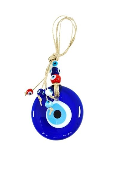 Renkli Boncuklu Nazar Boncuğu El Yapımı 5 Cm Cam Duvar Dekoru Hediyelik Eşya