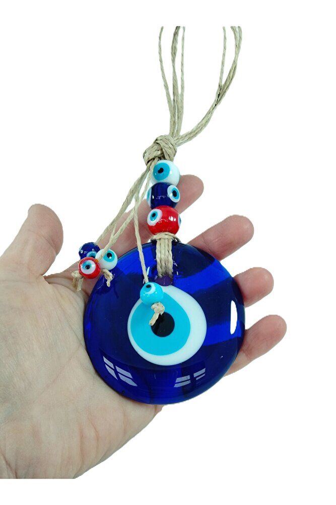 Renkli Boncuklu Nazar Boncuğu El Yapımı 5 Cm Cam Duvar Dekoru Hediyelik Eşya