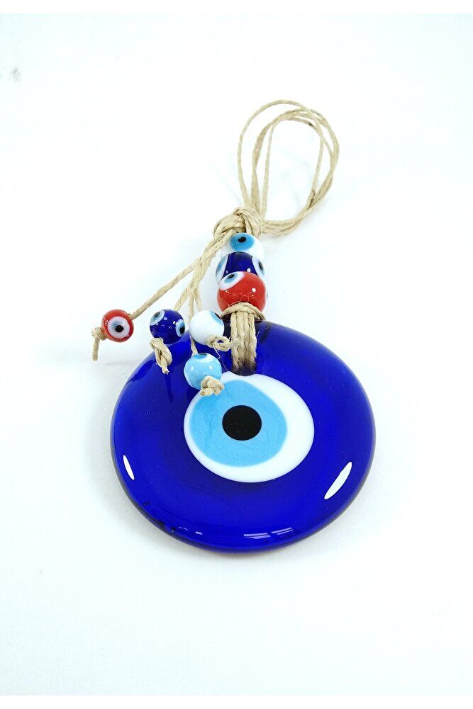 Renkli Boncuklu Nazar Boncuğu El Yapımı 5 Cm Cam Duvar Dekoru Hediyelik Eşya