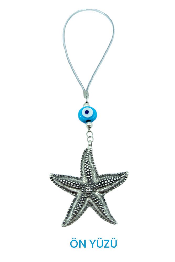 El Yapımı Cam Küçük Dana Gözü Detaylı Deniz Yıldızı Araba Dikiz Ayna Süsü Gümüş Renkli