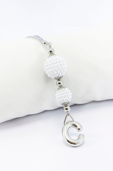 İncili Harfli Dikiz Ayna Süsü C Harfi, Gümüş Renkli Hediyelik Yeni Araba Hediyesi