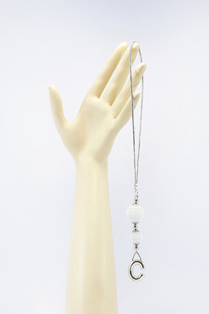 İncili Harfli Dikiz Ayna Süsü C Harfi, Gümüş Renkli Hediyelik Yeni Araba Hediyesi