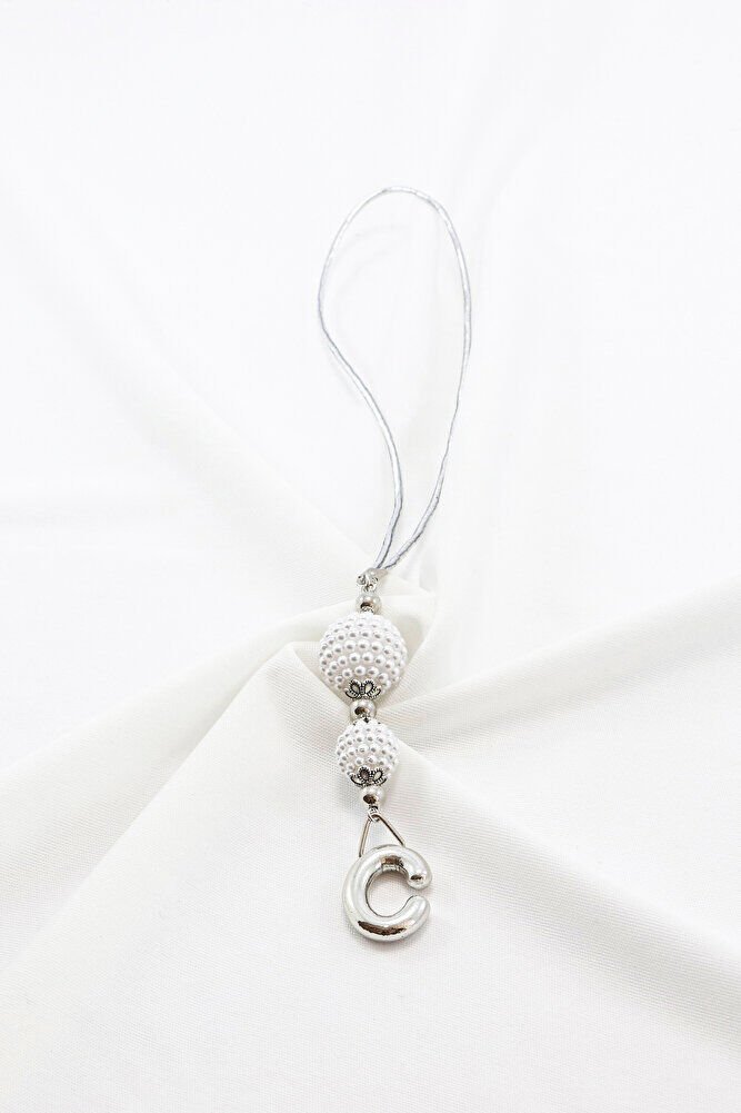 İncili Harfli Dikiz Ayna Süsü C Harfi, Gümüş Renkli Hediyelik Yeni Araba Hediyesi