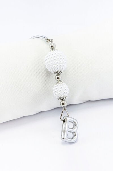 İncili Harfli Dikiz Ayna Süsü B Harfi, Gümüş Renkli Hediyelik Yeni Araba Hediyesi