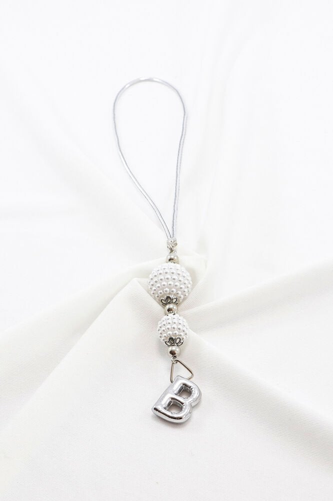 İncili Harfli Dikiz Ayna Süsü B Harfi, Gümüş Renkli Hediyelik Yeni Araba Hediyesi