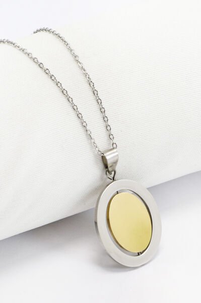 İki Renkli Dönebilen Çift Taraflı Nazar Ayeti Kişiselleştirilebilir Paslanmaz Çelik Kolye