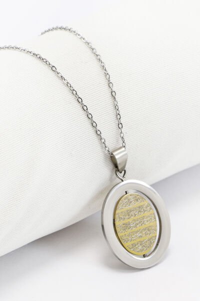 İki Renkli Dönebilen Çift Taraflı Nazar Ayeti Kişiselleştirilebilir Paslanmaz Çelik Kolye