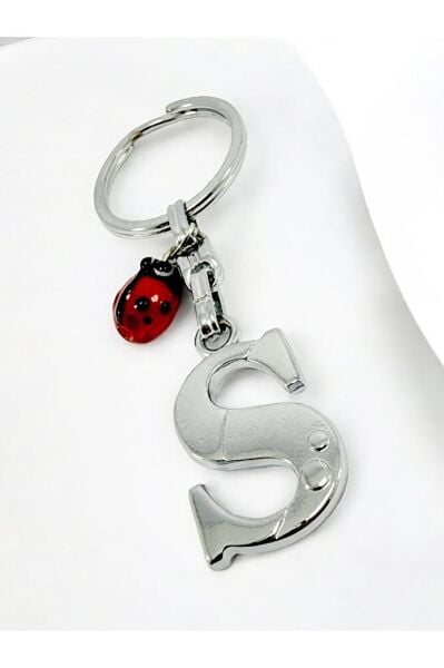 Metal S Harfi Anahtarlık Cam Ugur Böceği