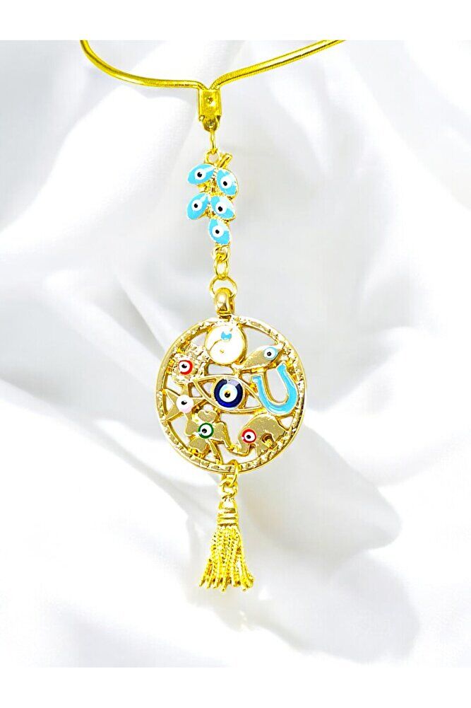 Rengarenk Hayat Ağacı Turkuaz Salkım Nazar Püsküllü Araba Dikiz Ayna Süsü, Lüks Yeni Araba Hediyesi