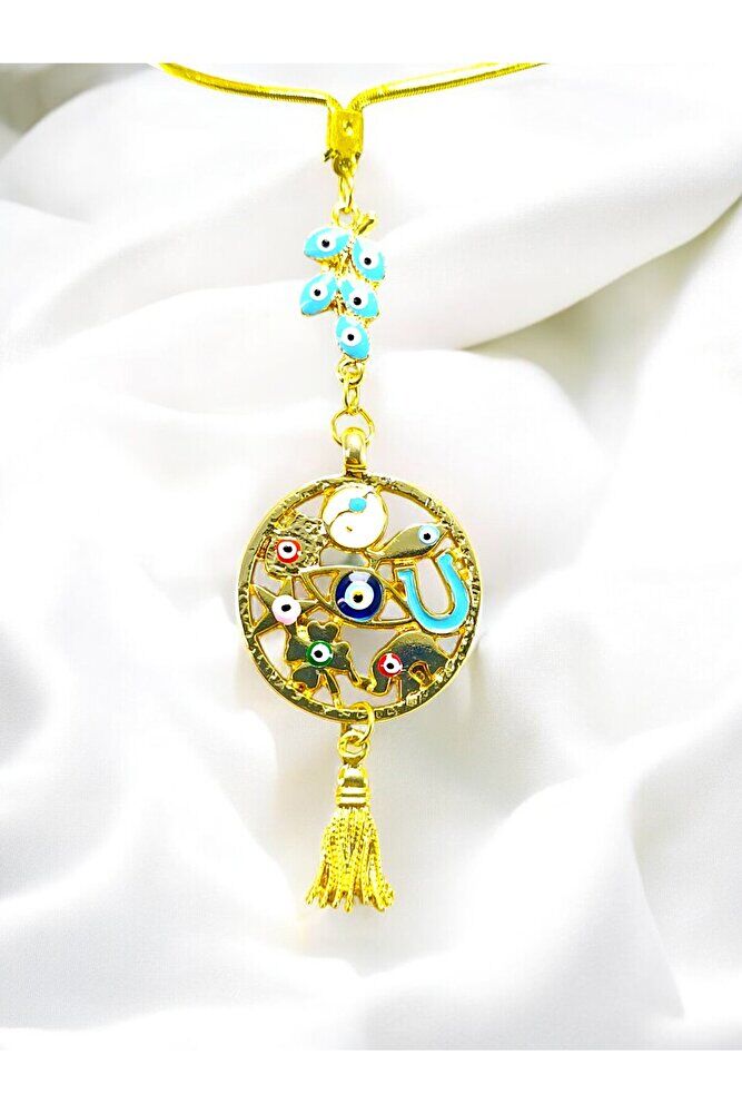 Rengarenk Hayat Ağacı Turkuaz Salkım Nazar Püsküllü Araba Dikiz Ayna Süsü, Lüks Yeni Araba Hediyesi