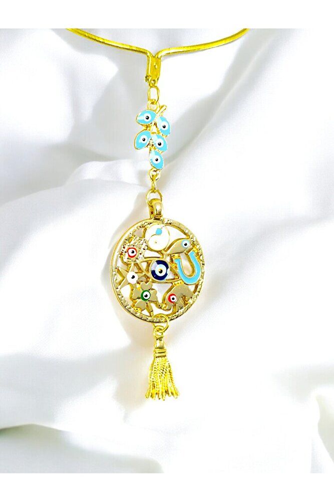 Rengarenk Hayat Ağacı Turkuaz Salkım Nazar Püsküllü Araba Dikiz Ayna Süsü, Lüks Yeni Araba Hediyesi