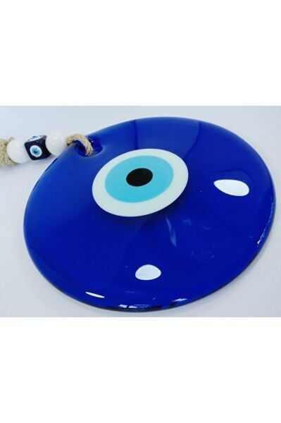 Büyük Nazar Bocuğu 14cm El Yapımı Cam Boncuk Hasır Ipli Duvar Dekoru