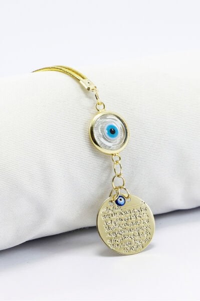 Çerçeveli Cam Saydam Nazar boncuğu Küçük Metal Ayetel Kürsi Araba Dikiz Ayna Süsü