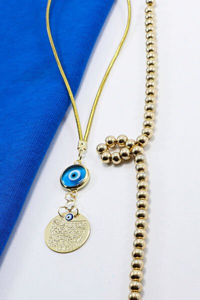 Çerçeveli Turkuaz Cam Nazar Boncuğu Küçük Metal Ayetel Kürsi Araba Dikiz Ayna Süsü