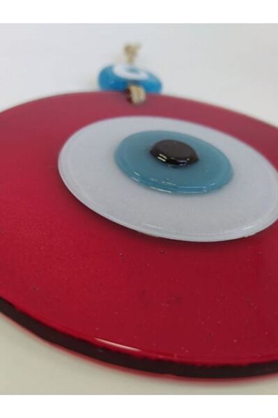 Kırmızı Nazar Boncuğu 12cm El Yapımı Cam Boncuk