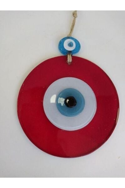 Kırmızı Nazar Boncuğu 12cm El Yapımı Cam Boncuk