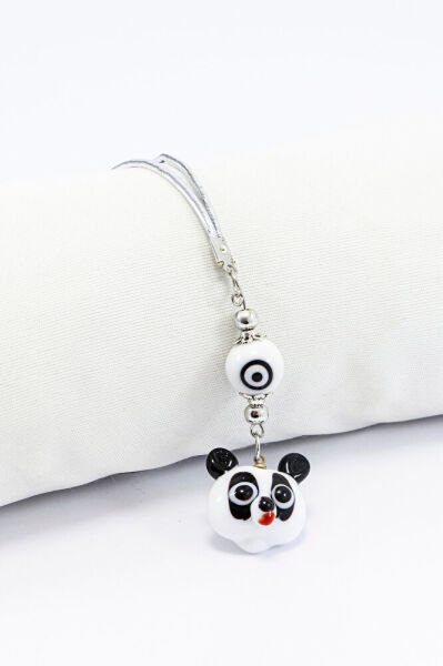 El Yapımı Cam Siyah Beyaz Nazarlı Sevimli Panda Araba Dikiz Ayna Süsü, Yeni Araba Hediyesi