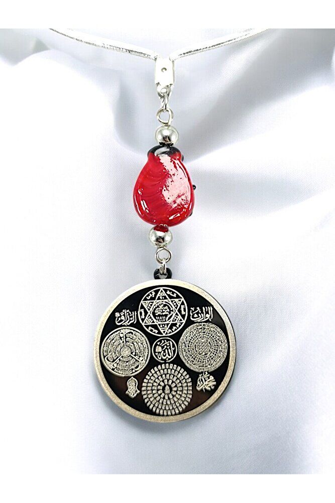 Siyah Renk Çelik Çift Taraflı Celcelutiye Araba Dikiz Ayna Süsü/ Esmaül Hüsnalı Yeni Araba Hediyesi