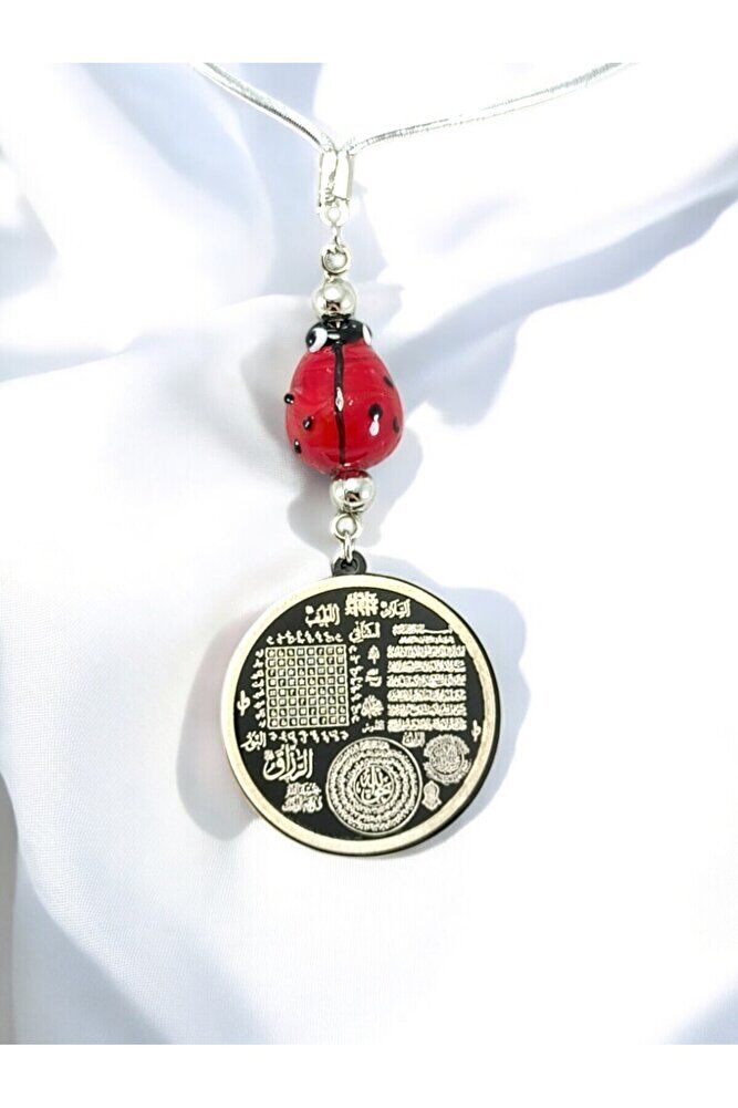 Siyah Renk Çelik Çift Taraflı Celcelutiye Araba Dikiz Ayna Süsü/ Esmaül Hüsnalı Yeni Araba Hediyesi