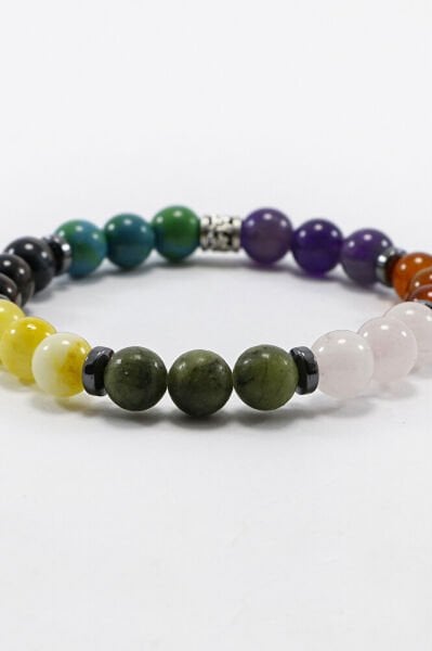 Doğal Taşlı Lastikli Bileklik Taşlar;Sitrin, Yeşim, Pembe Kuvars, Amerist, Akik, Firuze, Kaplan Gözü