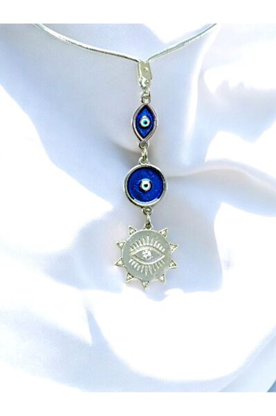 Elips Nazar Detaylı Metal Parlak Taşlı Göz Figürü  Araba Dikiz Ayna Süsü, Yeni Araba Hediyesi