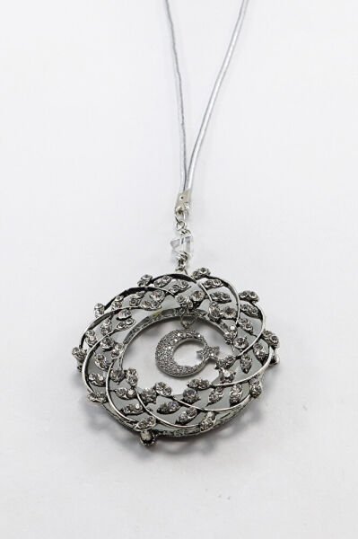 Gümüş Renk Detaylı Parlak Taşlı Ay Yıldızlı Dikiz Ayna Süsü, Hediyelik Yeni Araba Hediyesi