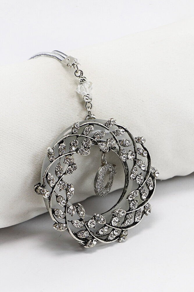 Gümüş Renk Detaylı Parlak Taşlı Ay Yıldızlı Dikiz Ayna Süsü, Hediyelik Yeni Araba Hediyesi