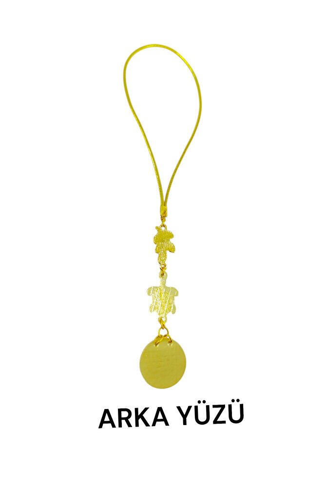 Renkli Salkım Nazar ve Kaplumbağa Detaylı Metal Ayetel Kürsi Araba Dikiz Ayna Süsü,  Araba Hediyesi