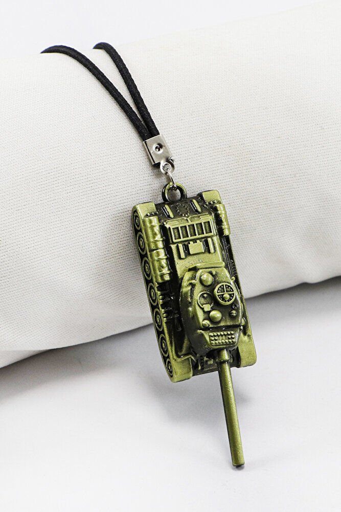 Hâki Renkli Metal Tank Figürlü Dikiz Ayna Süsü, Hediyelik Yeni Araba Hediyesi