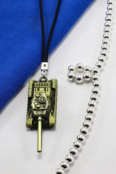 Hâki Renkli Metal Tank Figürlü Dikiz Ayna Süsü, Hediyelik Yeni Araba Hediyesi