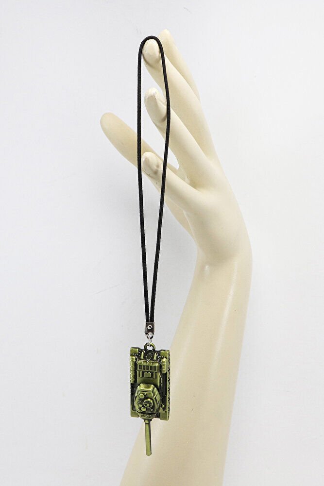 Hâki Renkli Metal Tank Figürlü Dikiz Ayna Süsü, Hediyelik Yeni Araba Hediyesi