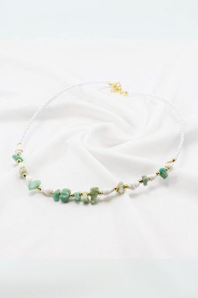 Küçük Deniz Kabuklu Doğal Taşlı Bijuteri Kolye, Hediyelik Kolye