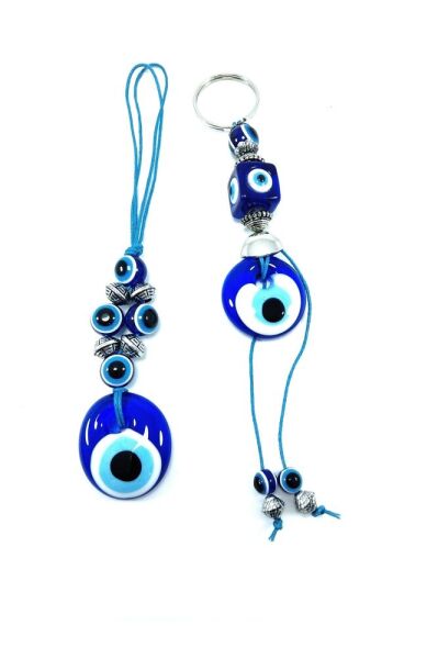 Nazar Boncuğu Araba Dikiz Ayna Süsü El Yapımı Cam Hediyelik Ikili Set