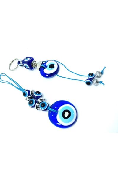 Nazar Boncuğu Araba Dikiz Ayna Süsü El Yapımı Cam Hediyelik Ikili Set