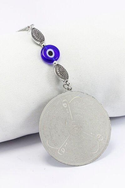Metal Şık Boncuklu Nazar Yerli Üretim Çelik Ayetel Kürsi Felak Nas İhlas Araba Dikiz Ayna Süsü 4,5cm