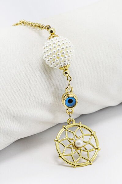 İncili Böğürtlen Nazarlı Düş Kapanı Gold Dikiz Ayna Süsü, Yeni Araba Hediyesi